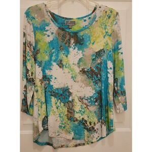 JM Collection Petite Abstract Print 3/4 Sleeve Top Women's XL